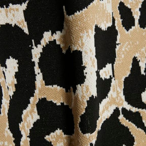 Brown Knit Leopard Print High Neck Top