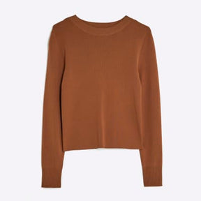 Brown Knit Long Sleeve Top