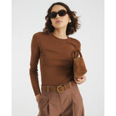 Brown Knit Long Sleeve Top
