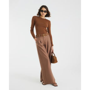 Brown Knit Long Sleeve Top