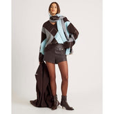 Brown Knitted Argyle V Neck Jumper