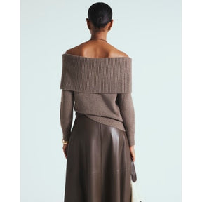 Brown Knitted Bardot Jumper