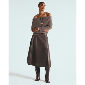 Brown Knitted Bardot Jumper