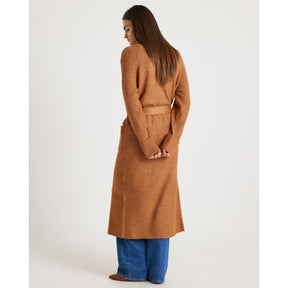 Brown Knitted Belted Maxi Cardigan