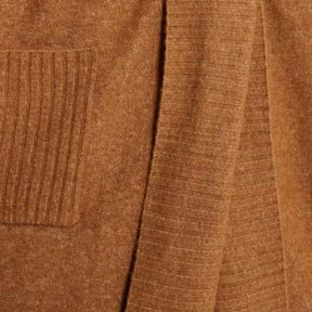 Brown Knitted Belted Maxi Cardigan