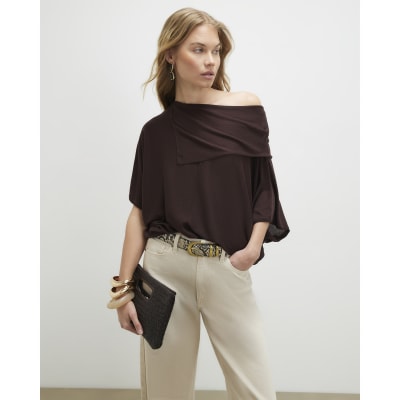Brown Knitted Cape Jumper