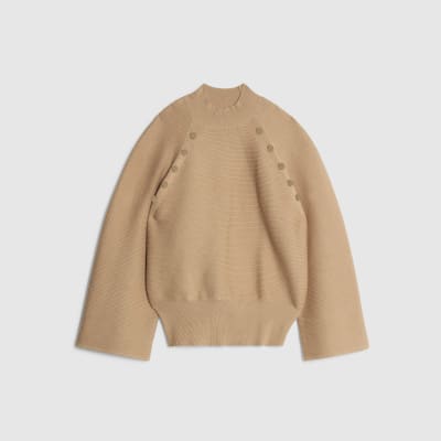 Brown Knitted High Neck Jumper