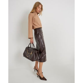 Brown Knitted High Neck Jumper