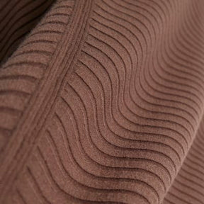 Brown Knitted High Neck Ribbed Jumper