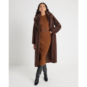 Brown Knitted Long Sleeve Midi Dress
