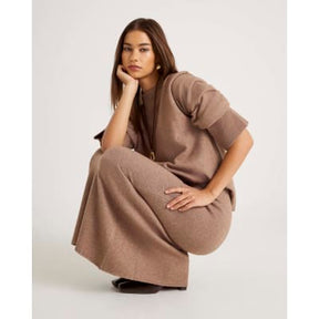 Brown Knitted Midi Skirt