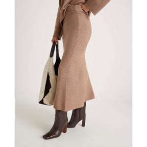 Brown Knitted Midi Skirt