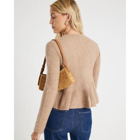 Brown Knitted Peplum Cardigan