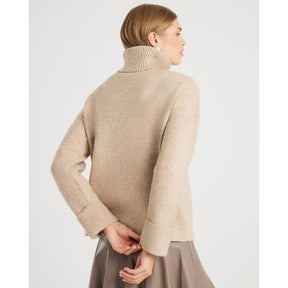 Brown Knitted Roll Neck Cut Out Jumper