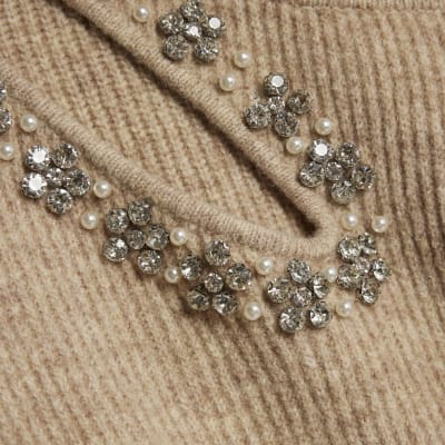 Brown Knitted Roll Neck Cut Out Jumper