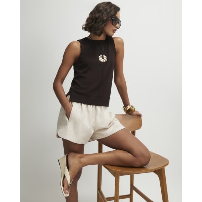 Brown Knitted Vest Top