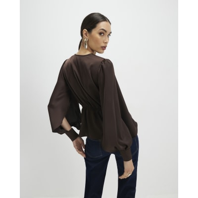 Brown Knot Front Top