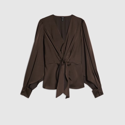 Brown Knot Front Top