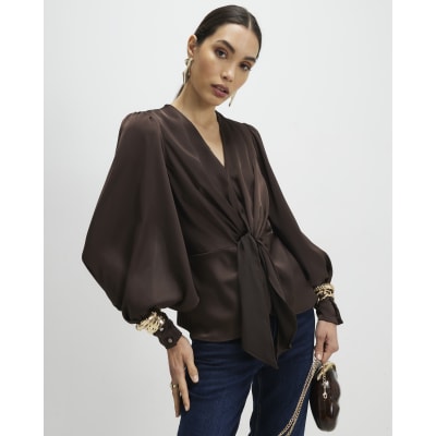Brown Knot Front Top