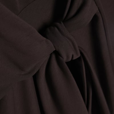 Brown Knot Side Mini Dress