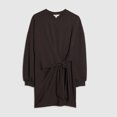 Brown Knot Side Mini Dress