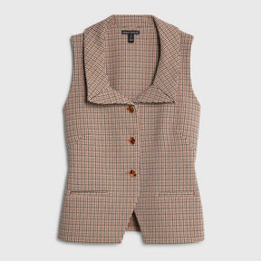 Brown Lapel Check Waistcoat