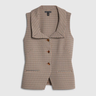 Brown Lapel Check Waistcoat