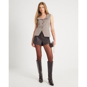 Brown Lapel Check Waistcoat