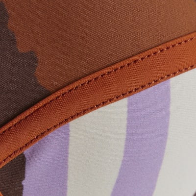 Brown Leaf Print Bikini Top