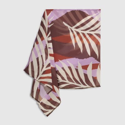 Brown Leaf Print Mini Sarong