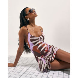 Brown Leaf Print Mini Sarong