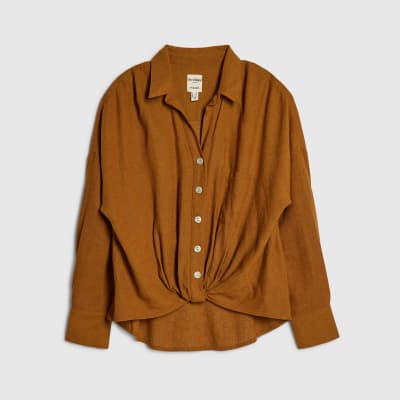 Brown Linen Blend Shirt