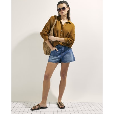 Brown Linen Blend Shirt