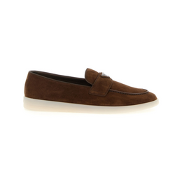 Brown Logo Suede Loafers