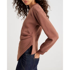 Brown Long Sleeve Draped Sweatshirt