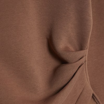 Brown Long Sleeve Draped Sweatshirt