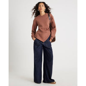 Brown Long Sleeve Draped Sweatshirt