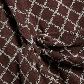 Brown Long Sleeve Geometric Drape Front Top