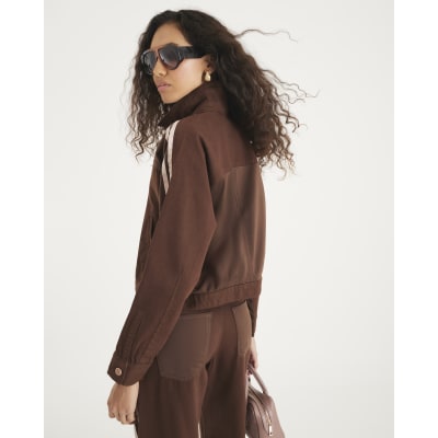Brown Long Sleeve Hybrid Denim Jacket