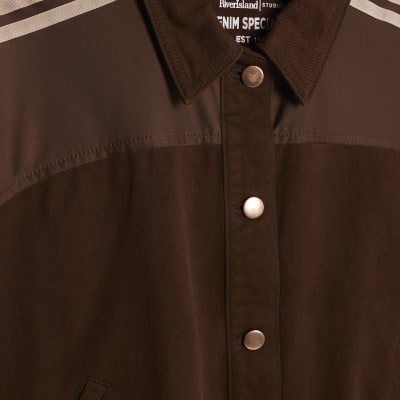 Brown Long Sleeve Hybrid Denim Jacket