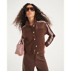 Brown Long Sleeve Hybrid Denim Jacket
