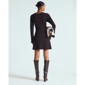 Brown Long Sleeve Knitted Mini Dress