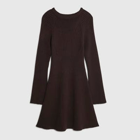 Brown Long Sleeve Knitted Mini Dress