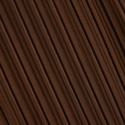 Brown Long Sleeve Plisse Belted Midi Dress