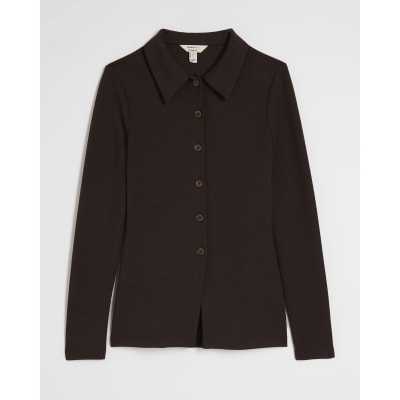 Brown Long Sleeve Premium Button Up Shirt