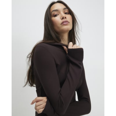 Brown Long Sleeve Premium Zip Through Hoodie