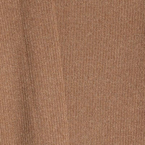 Brown Long Sleeve Scarf Neck Ribbed Top