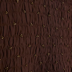 Brown Long Sleeve Smocked Mini Dress