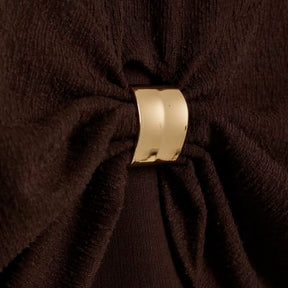 Brown Long Sleeve Textured Trim Hem Top