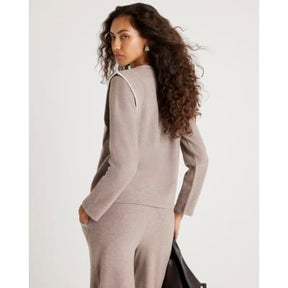 Brown Long Sleeve Whipstitch Sweatshirt